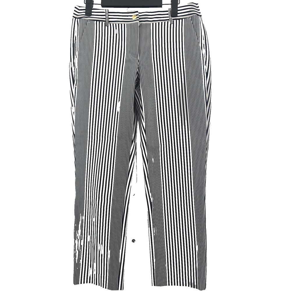 Women's Michael Kors Black & White Stripe Ankle Trouser Pants Size 2